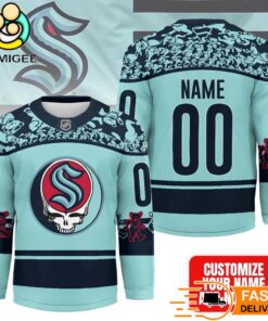 Seattle Kraken Grateful Dead Night Custom Name And Number Hockey Jersey