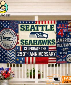 Seattle Seahawks Celebrate The 250Th Anniversary America Decoration Banner