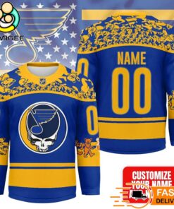 St. Louis Blues Grateful Dead Night Custom Name And Number Hockey Jersey