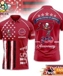 Tampa Bay Buccaneers 250 Years Of Freedom USA Vintage Custom Name Polo Shirt