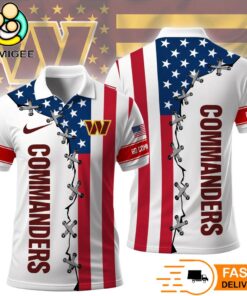 Washington Commanders Independence Day American Flag Polo Shirt