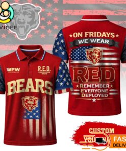 Chicago Bears RED Remember Everyone Deployed On Fridays We Wear Red Custom Polo Shirt