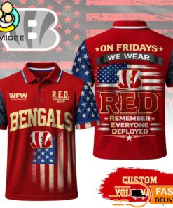 Cincinnati Bengals RED Remember Everyone Deployed On Fridays We Wear Red Custom Polo Shirt