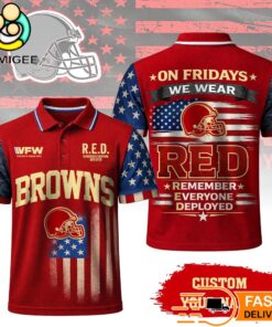 Cleveland Browns RED Remember Everyone Deployed On Fridays We Wear Red Custom Polo Shirt