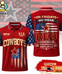 Dallas Cowboys RED Remember Everyone Deployed On Fridays We Wear Red Custom Polo Shirt