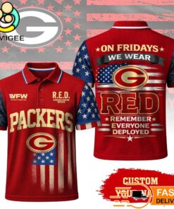 Green Bay Packers RED Remember Everyone Deployed On Fridays We Wear Red Custom Polo Shirt
