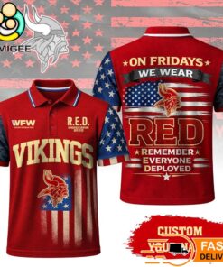 Minnesota Vikings RED Remember Everyone Deployed On Fridays We Wear Red Custom Polo Shirt